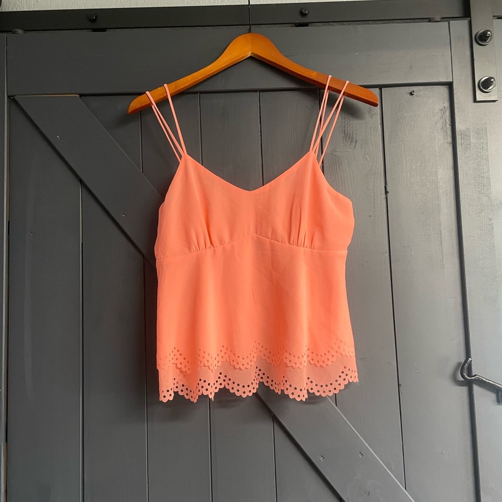 Double Zero Coral Eyelet-Hem Spaghetti Strap Cami